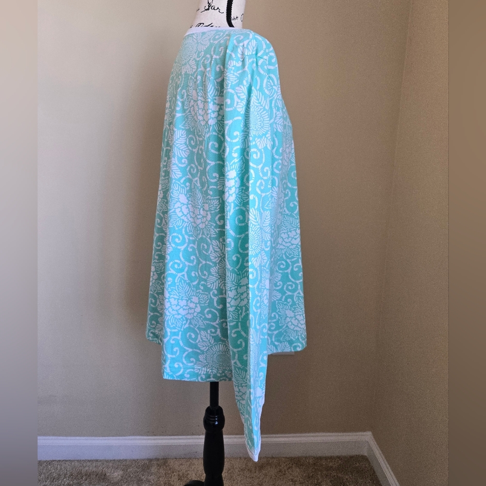 Garnet Hill Green Cotton Sleep Shirt Womens XL oriental Lightweight Pullover - Picture 3 of 11